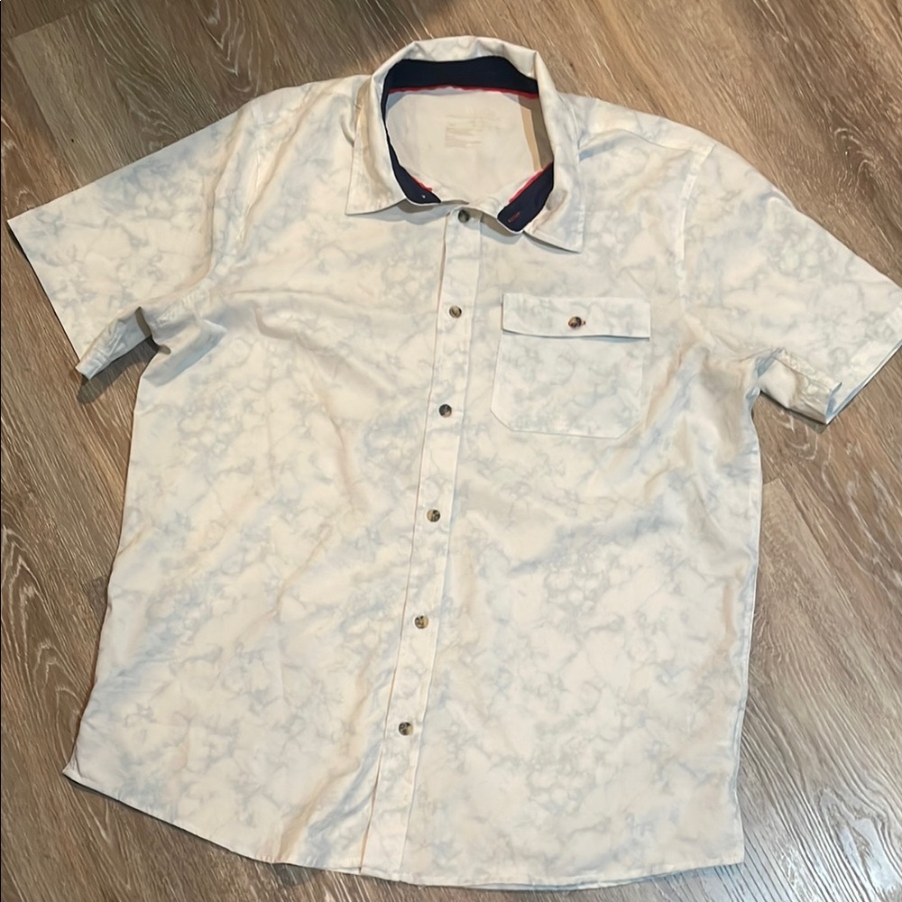 Men's White/baby blue tie dye Short Sleeve Shirt